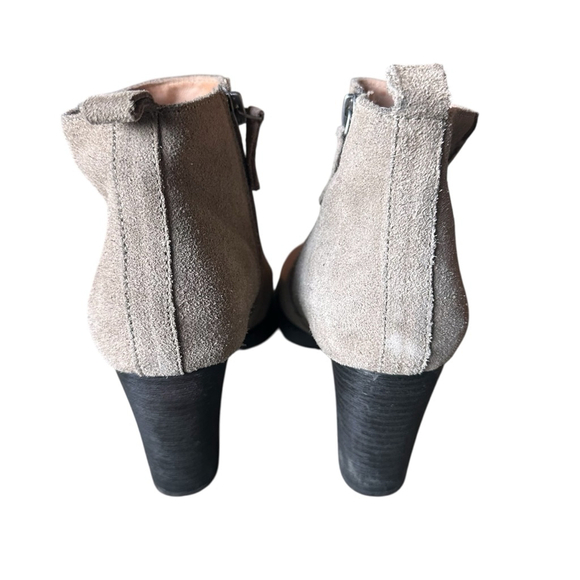 Caslon Taupe Suede Leather Ankle Booties 37M (US 6.5-7) Chunky Block Heel Zip Up - Picture 3 of 8